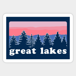 Great Lakes Pine Tree Sunset Sticker